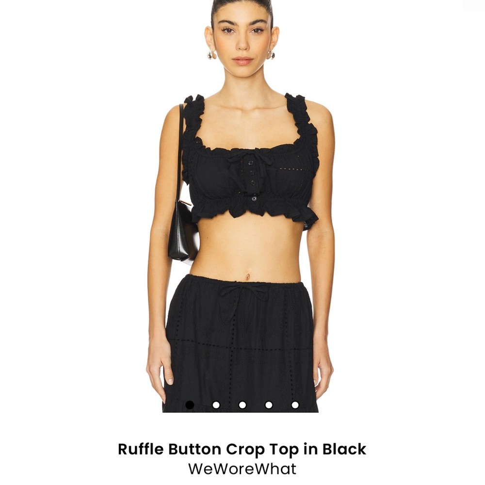 WeWoreWhat Black Ruffle Button Crop Top & MIDI pull on skirt